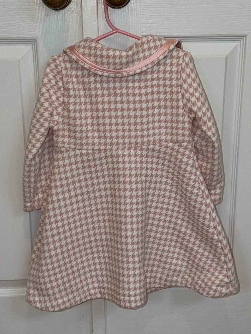 Blueberi Boulevard Pink Houndstooth Coat with Satin Bows